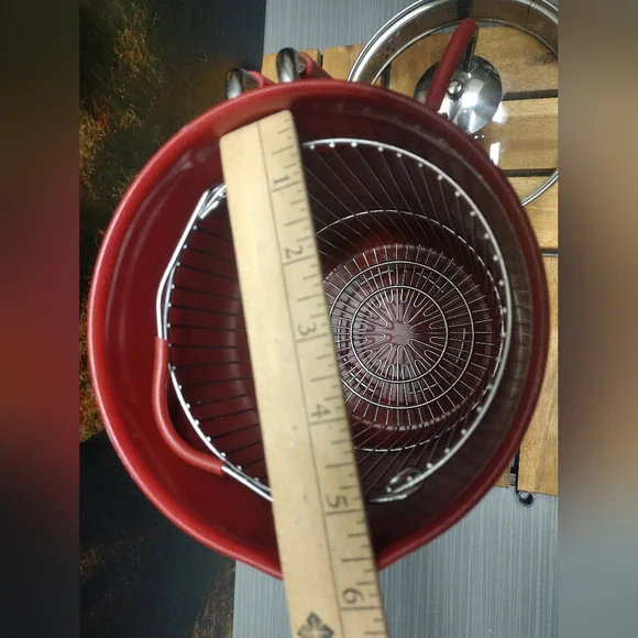 KUHN RIKON Swiss Design Steamer Cooking Pot Wire Basket & Glass Lid w/Strainer - Picture 6 of 8